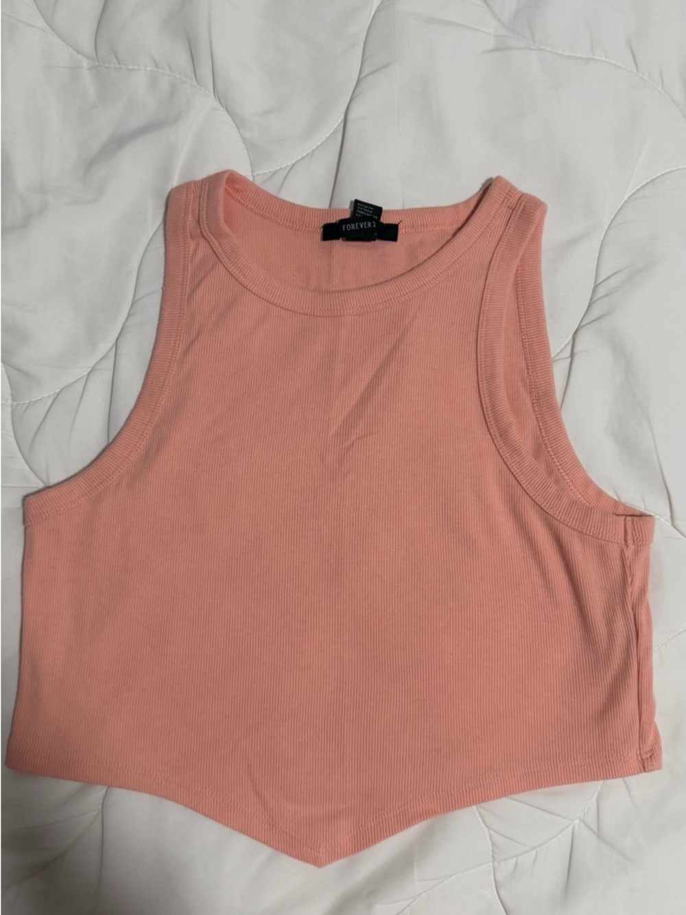 Forever 21 Peach Ribbed Crop Tank Top